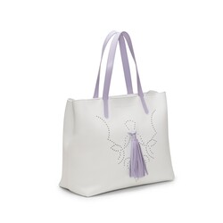White/lilac leather Hobo tote bag