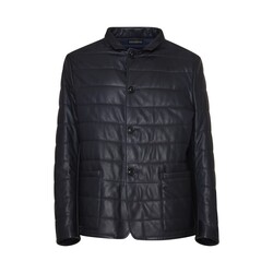 Blue quilted leather jacket