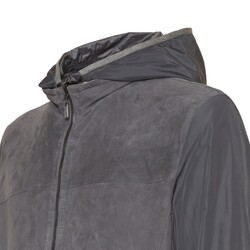 Куртка из замши и нейлона серого цвета