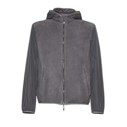Gray suede and nylon jacket