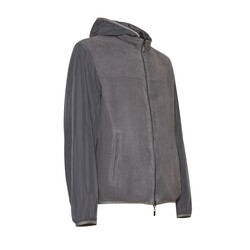Gray suede and nylon jacket