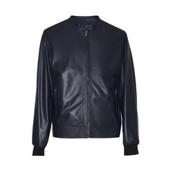 Navy blue leather jacket