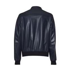 Navy blue leather jacket