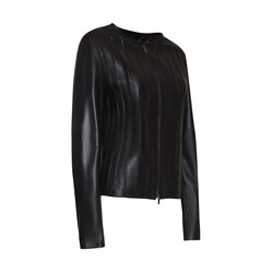 Black leather and organza jacket