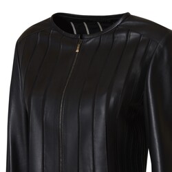 Куртка из кожи и органзы черного цвета
