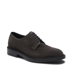 Lace-up derby shoe made of charcoal grey suede