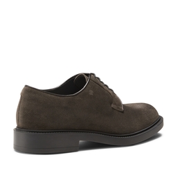Lace-up derby shoe made of charcoal grey suede
