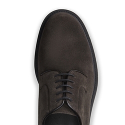 Lace-up derby shoe made of charcoal grey suede