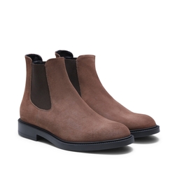 Ankle boot made of mocha suede with elastic inserts