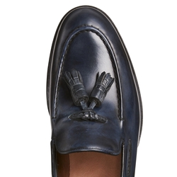 Men’s Brera loafer in navy blue gradient leather.