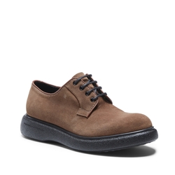 Lace-up Derby shoe in chestnut brown suede