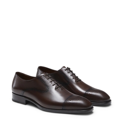 Cap-toe Oxford shoe in two-toned ebony gradient leather
