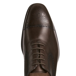 Cap-toe Oxford shoe in two-toned ebony gradient leather