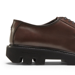 Lace-up Derby shoe in smooth mahogany leather