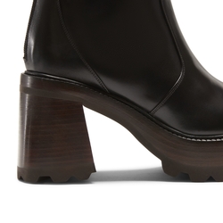Black leather platform ankle boot