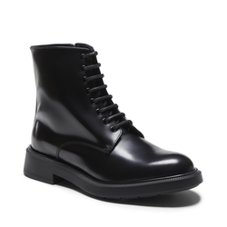 Lace-up ankle boot in black leather