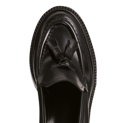 BRERA platform loafer in black leather with tassels