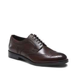 Wilson lace-up derby shoe in soft smooth almond-coloured leather