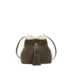 Bucket bag in forest green leather