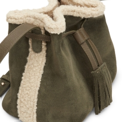 Bucket bag in forest green leather