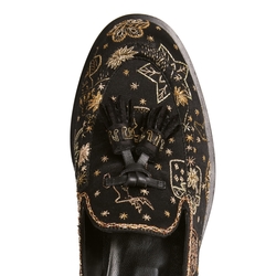 BRERA  loafer in black satin with tassels