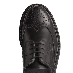 Chaussures à lacets derbys en cuir de couleur noire