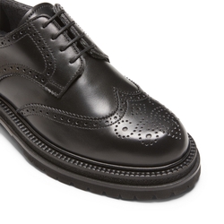 Lace-up derby shoe in black leather