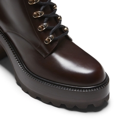 Lace-up platform ankle boot in mahogany leather