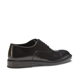 Black leather lace-up shoe