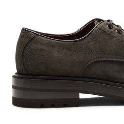 Lace-up shoe in charcoal grey suede