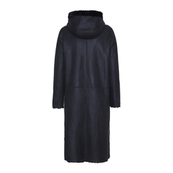 Reversible coat in black shearling