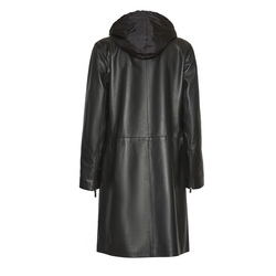 Women’s coat in black nappa leather with detachable gilet