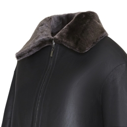 Women’s blouson jacket in dark brown shearling