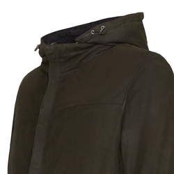 Reversible men’s jacket in clay brown suede