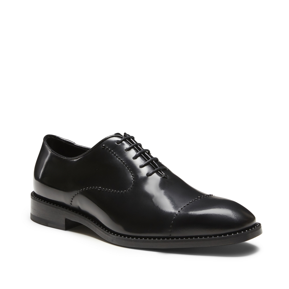 Men's Oxford line Beck square shape in black brushed leather