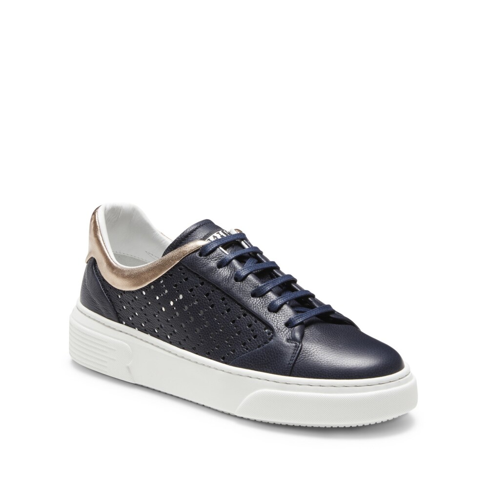 Navy blue perforated leather sneaker