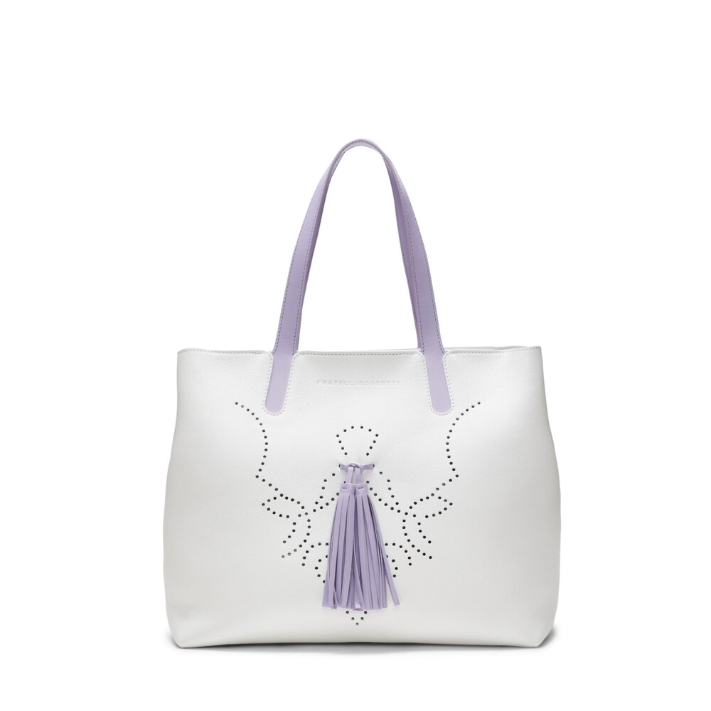 White/lilac leather Hobo tote bag