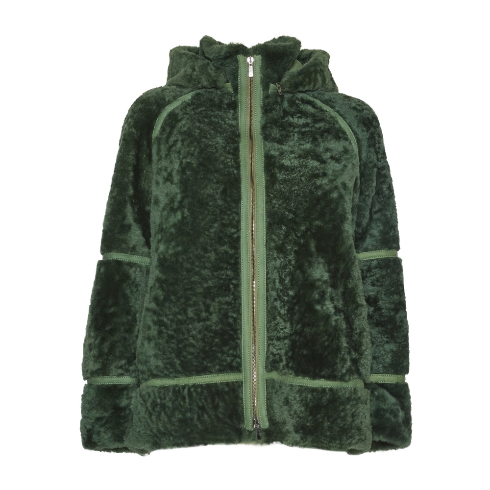 Blouson jacket in green shearling