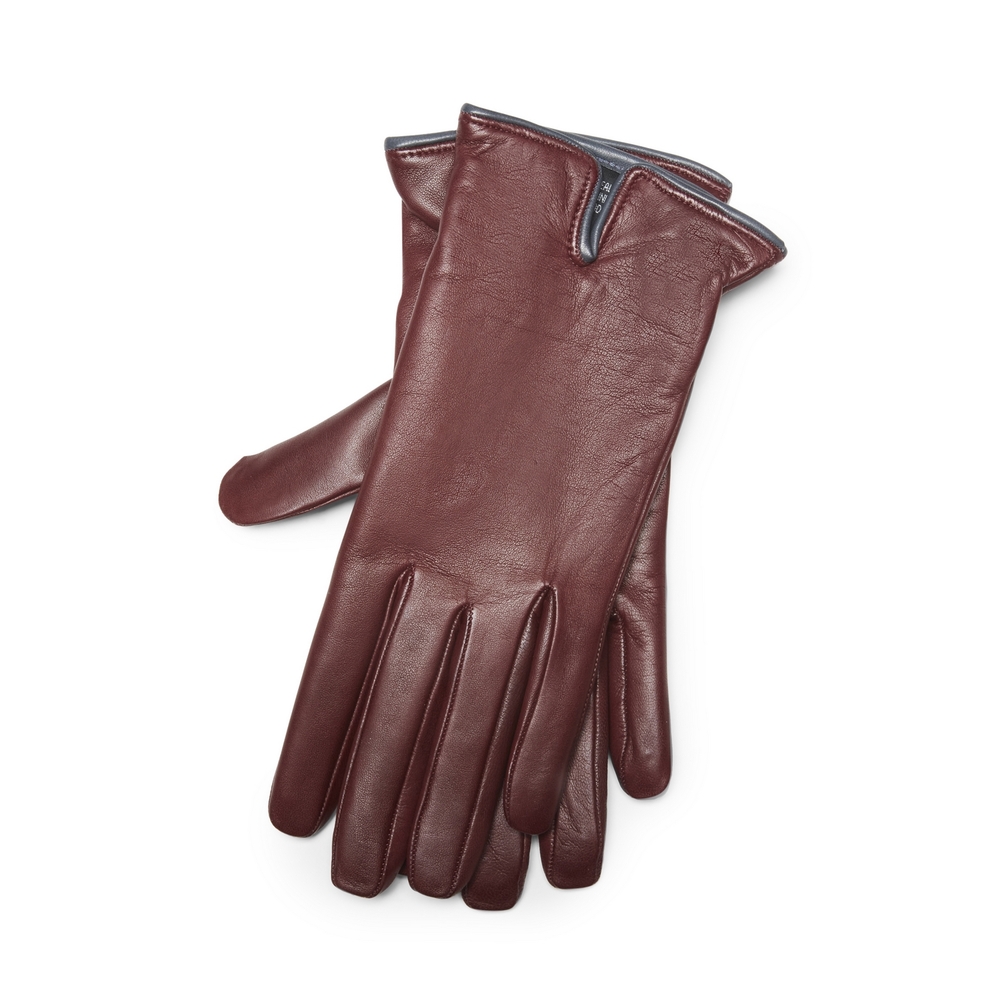Women's burgundy leather glove