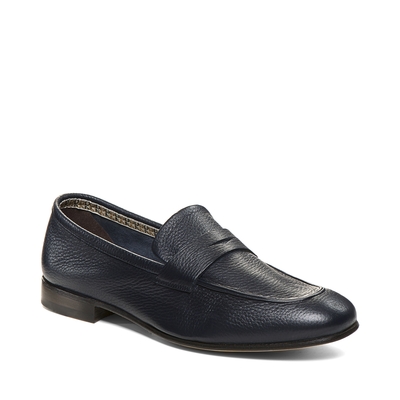 Men’s navy blue leather loafer