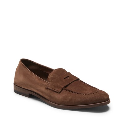 Bark-colored suede loafer