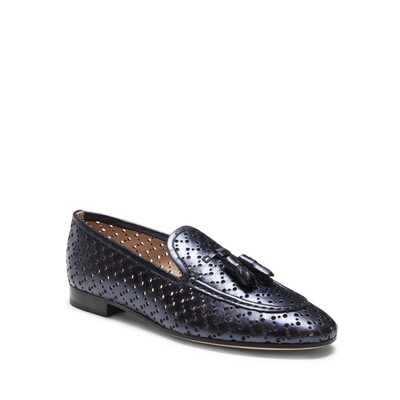 Metallic blue perforated leather Brera loafer