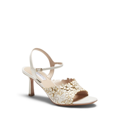 Sandalia Romantic Flower de piel color marfil