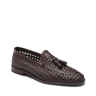 Mocasín Brera entrelazado de piel color caoba
