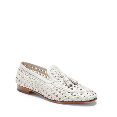 Ivory-colored woven leather Brera loafer