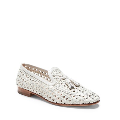 Mocasín Brera de piel entrelazada color marfil