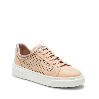 Natural beige perforated suede sneaker