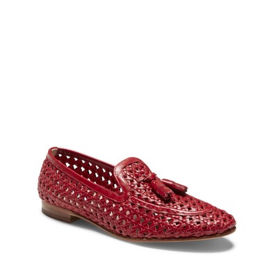 Cherry-colored woven leather Brera loafer