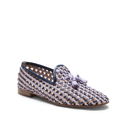 Ocean / lilac woven leather slipper