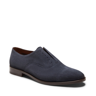 Navy blue suede lace-up